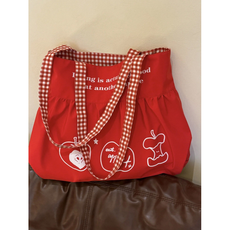 2025 Designer Cute Korean Multi functional Red Apple Women's Bag New Lazy Style Handbag Large Capacity Shoulder Bag