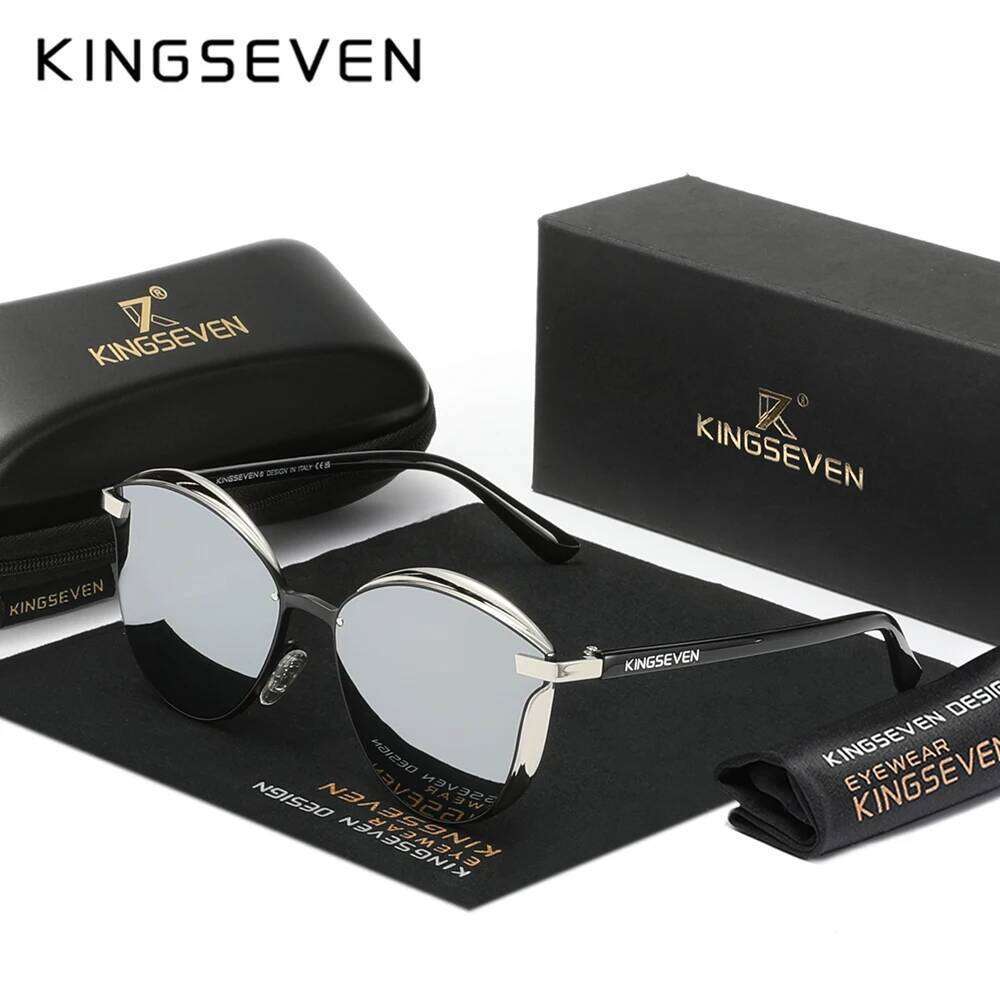 Genuine KINGSEVEN Cat Eye Women's Glasses Polarized Sunglasses UV400 Lens for Lady Eyewear Accessory