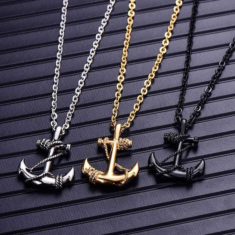 Ropean and Titanium Steel Boat Cat Necklace Mens Stainless Steel Pendant Creative Personalized Cross 0-Shaped Chain Wholesale W250718