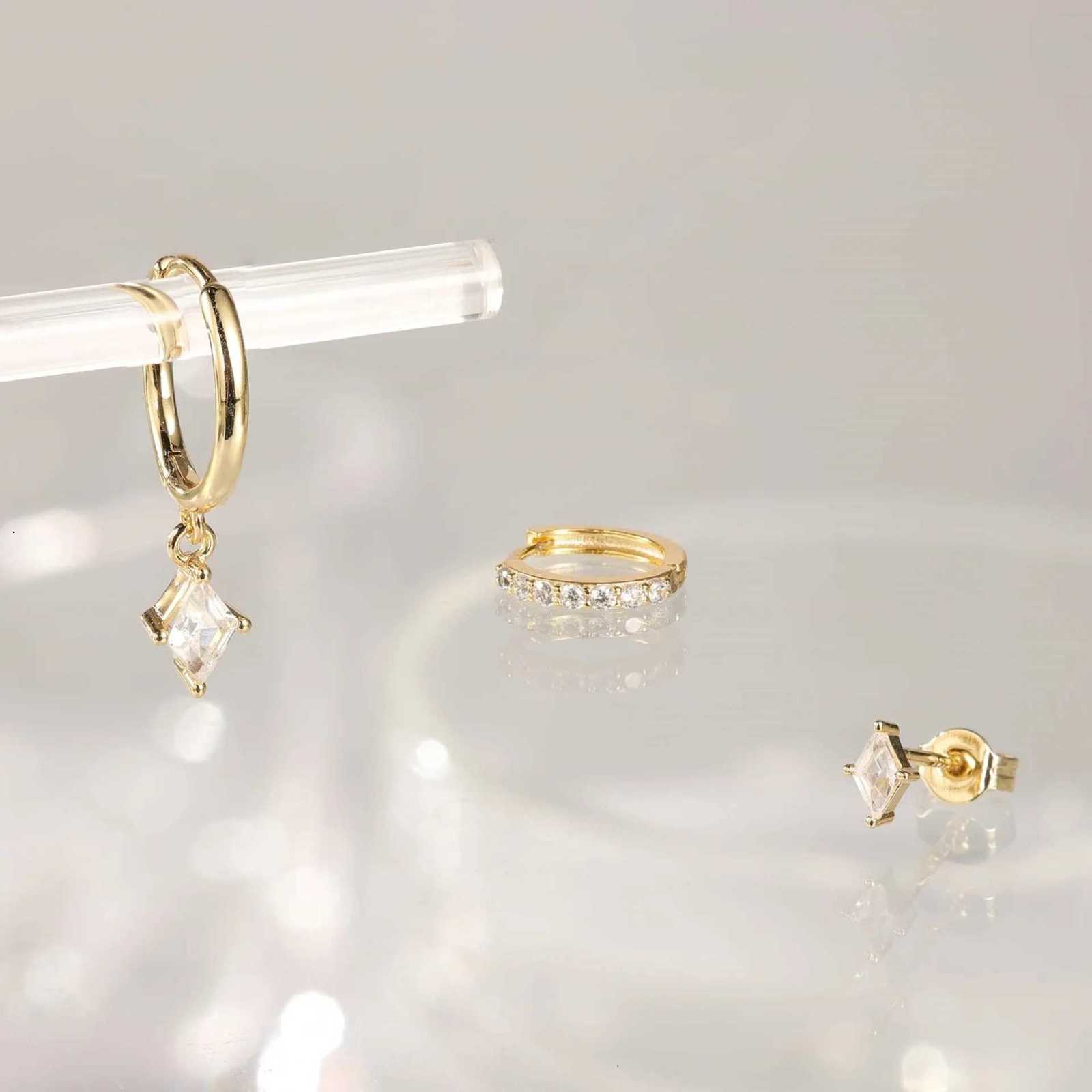 3PCS Unique Cubic Zirconia Star Dangle Hoop Earrings Set for Women Tiny Stud Ear Cartilage Piercing 3 Holes Mismatched Jewelry XJ250718