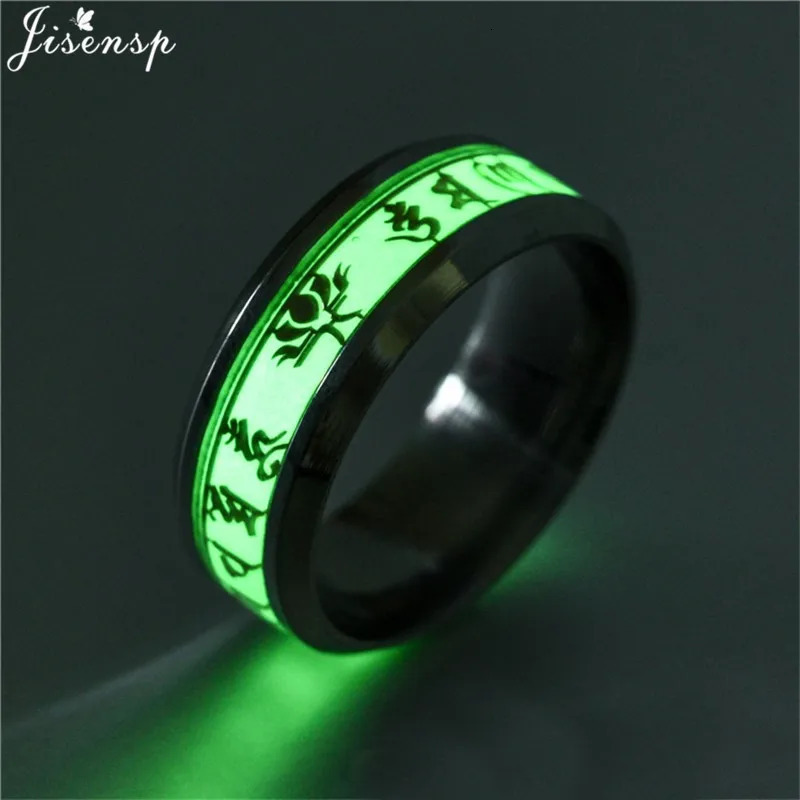 2024 Stainless Steel Glowing In Dark Heart Finger Rings for Men Women Punk Music Dragon Luminous Ring Couple Jewelry Anel 250716
