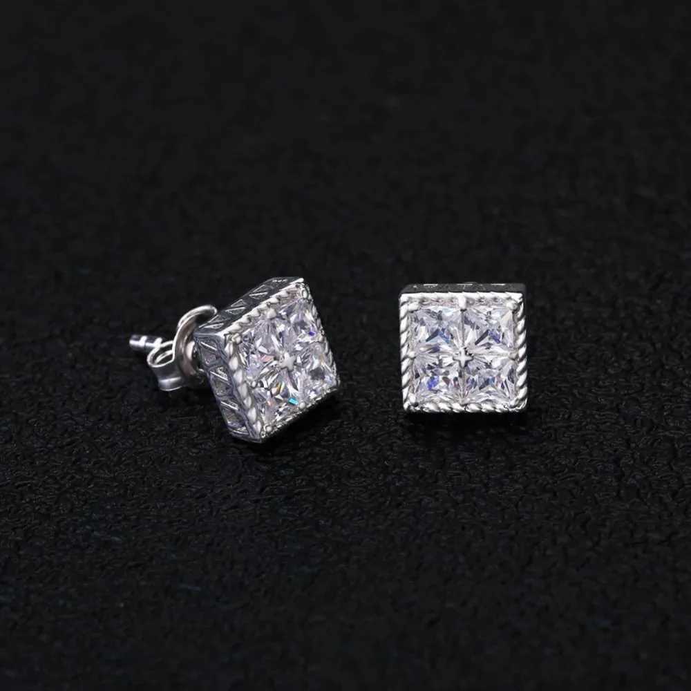 Hip Hop Square Rhinestone Stud Earrings For Men Women Geometric Luxury Shiny Micropav Zircon Faux Color Stone Ear Studs Jewelry XJ250718