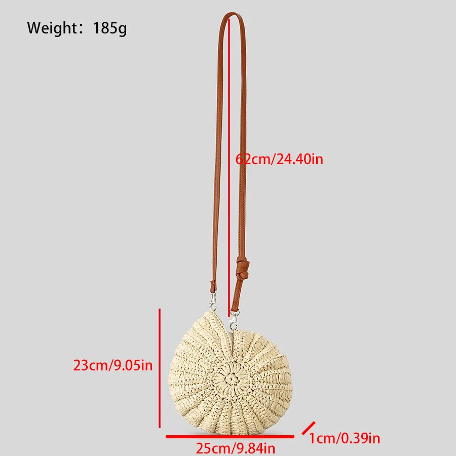 Creative Conch Straw Shoulder Bags Funny Paper Woven Crossbody Bag Cute Summer Beach Bag Small Female Purses 250717