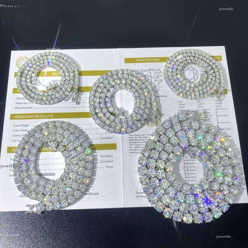 Hip Hop Sterling Sier 2mm 3mm 4mm 5mm 6.5mm VVS Social Gatherings Dia Necklace Moissanite Tennis Chain