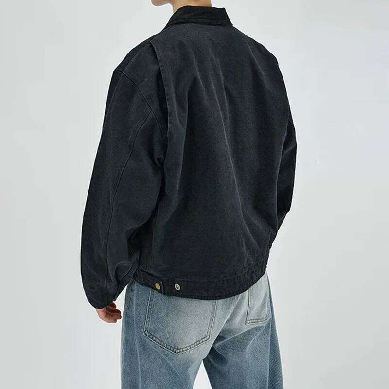 Streetwear Cleanfit Pu Leather Embroidery Bomber Jacket For Men And Women Lapel Casual Loose Windbreaker Coat Oversized