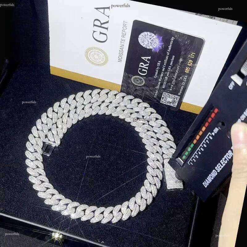 High Quality Classic Moissanite Hip hop Jewelry 13mm Solid Sier Miami Cuban k Chain Iced Out Custom Pendant Necklace