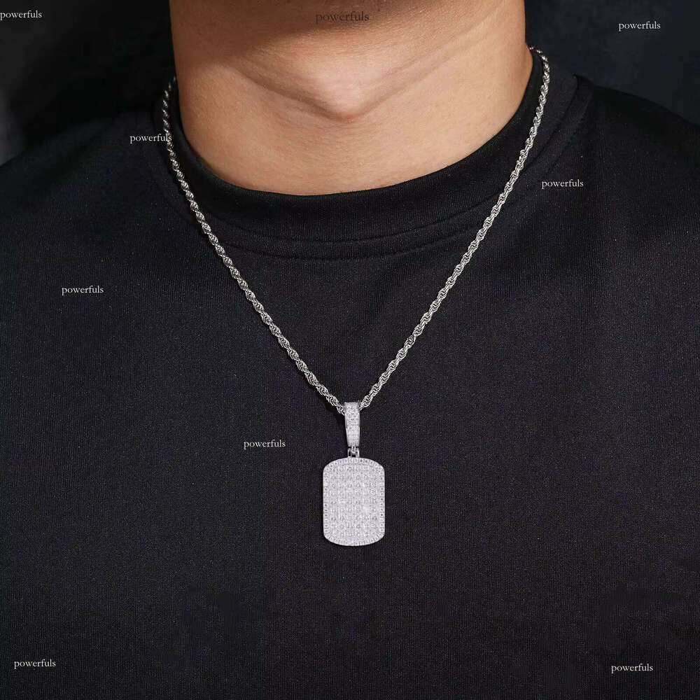 S Sier Silicon Stone Necklace Cross-border Hip-hop Military Brand Rectangular Square Pendant fashion