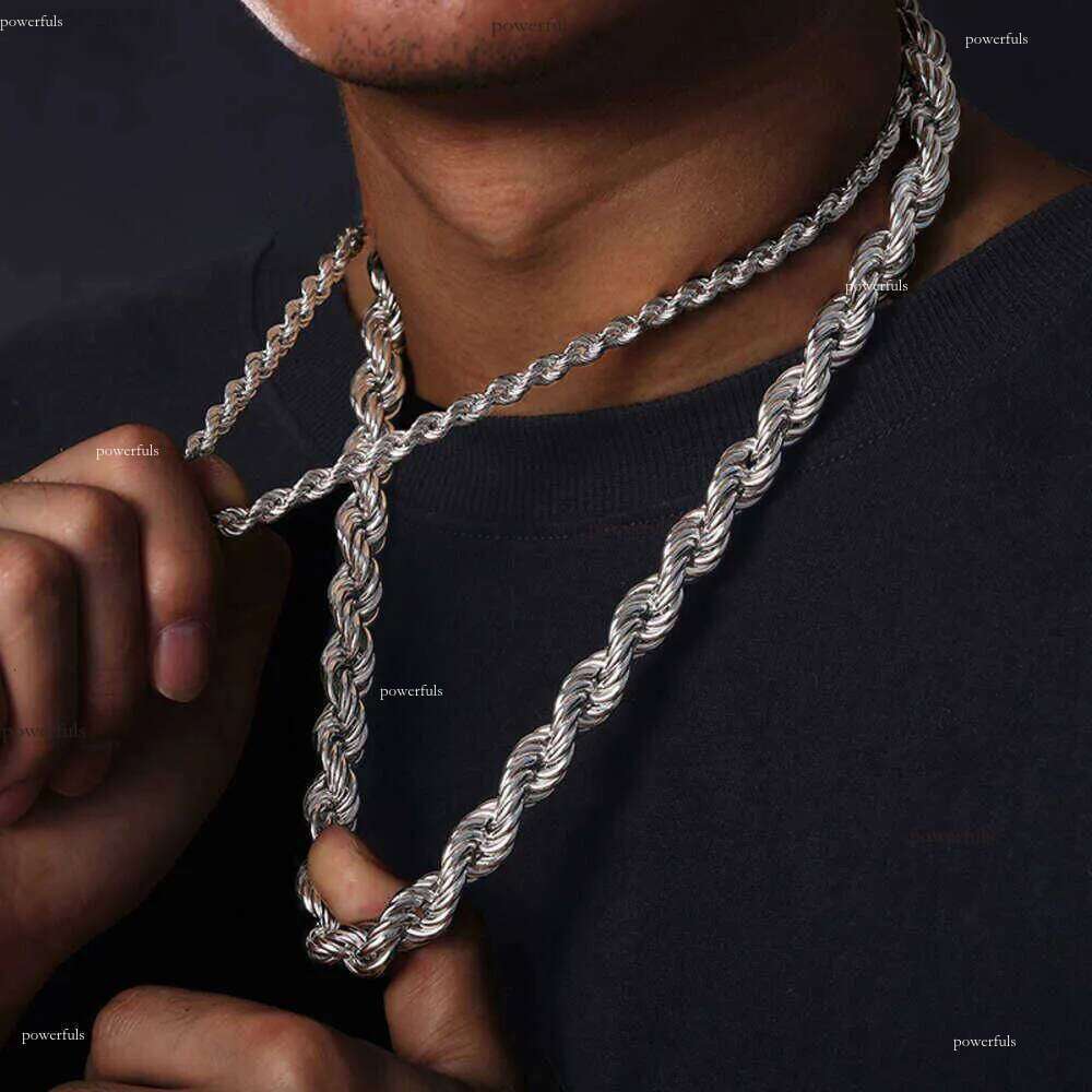 6mm 12mm 14K Gold Plated Solid Sterling Sier VVS Moissanite Dia Iced Out Lock Rope Chain Necklace For Men