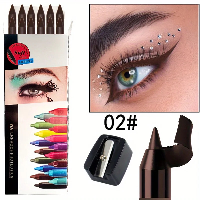 12pcs eyeliner eyeshadow pencil Universal send a pencil sharpener waterproof 250716