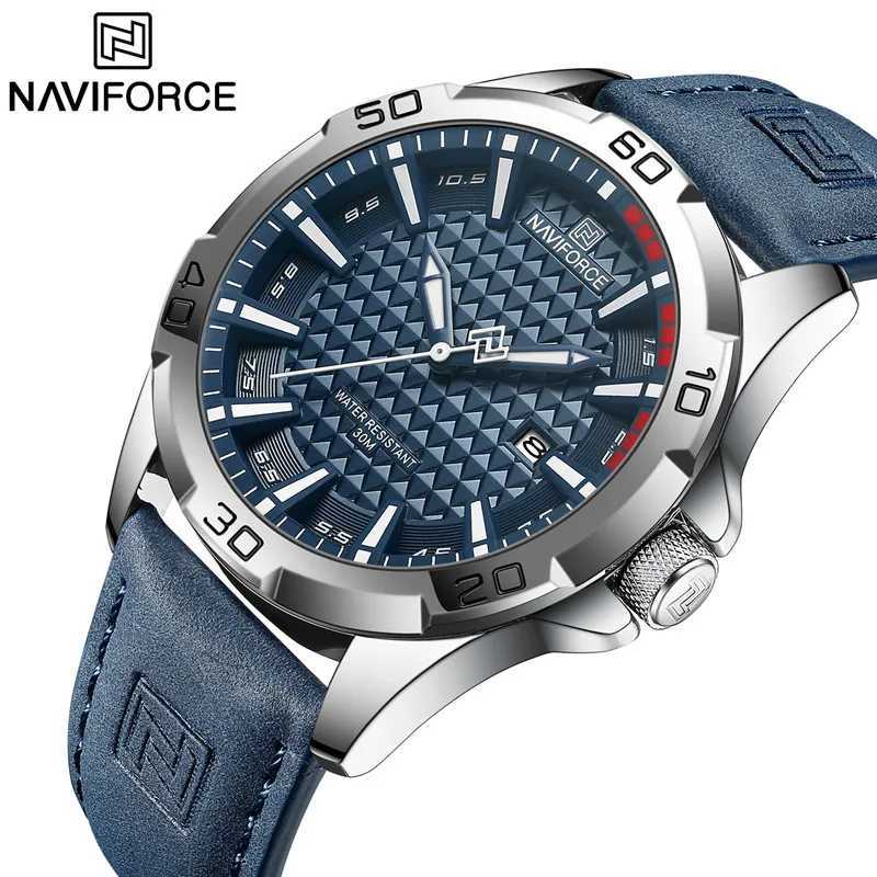 Naviforce Brand Men Fashion Quartz Watches Male Leather Strap Sport Waterproof Wristwatches Calendar Clock Relogio Masculino W250718