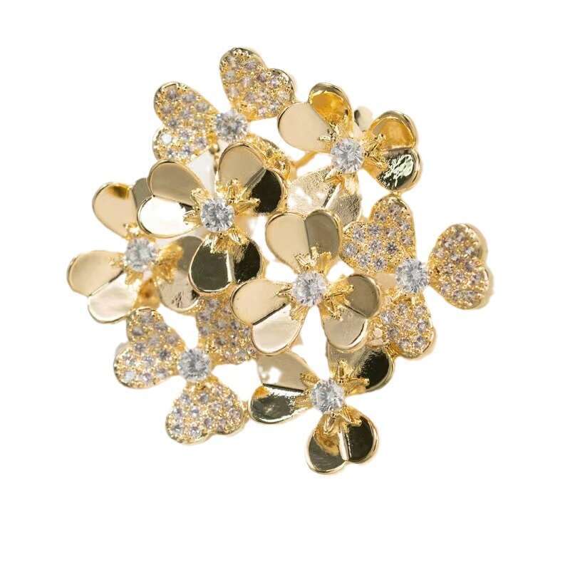 Xiliang Concubine Copper Zirconia Light Niche Flower Brooch High-end -style Designer Jewelry Coat Exquisite Pin