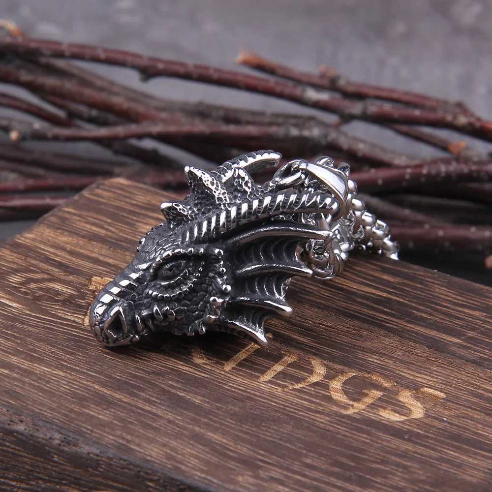 Dragon Pendant Necklaces Titanium Steel Jewelry Necklace Punk Men Accessories Dragon Pendant Jewelry W250718