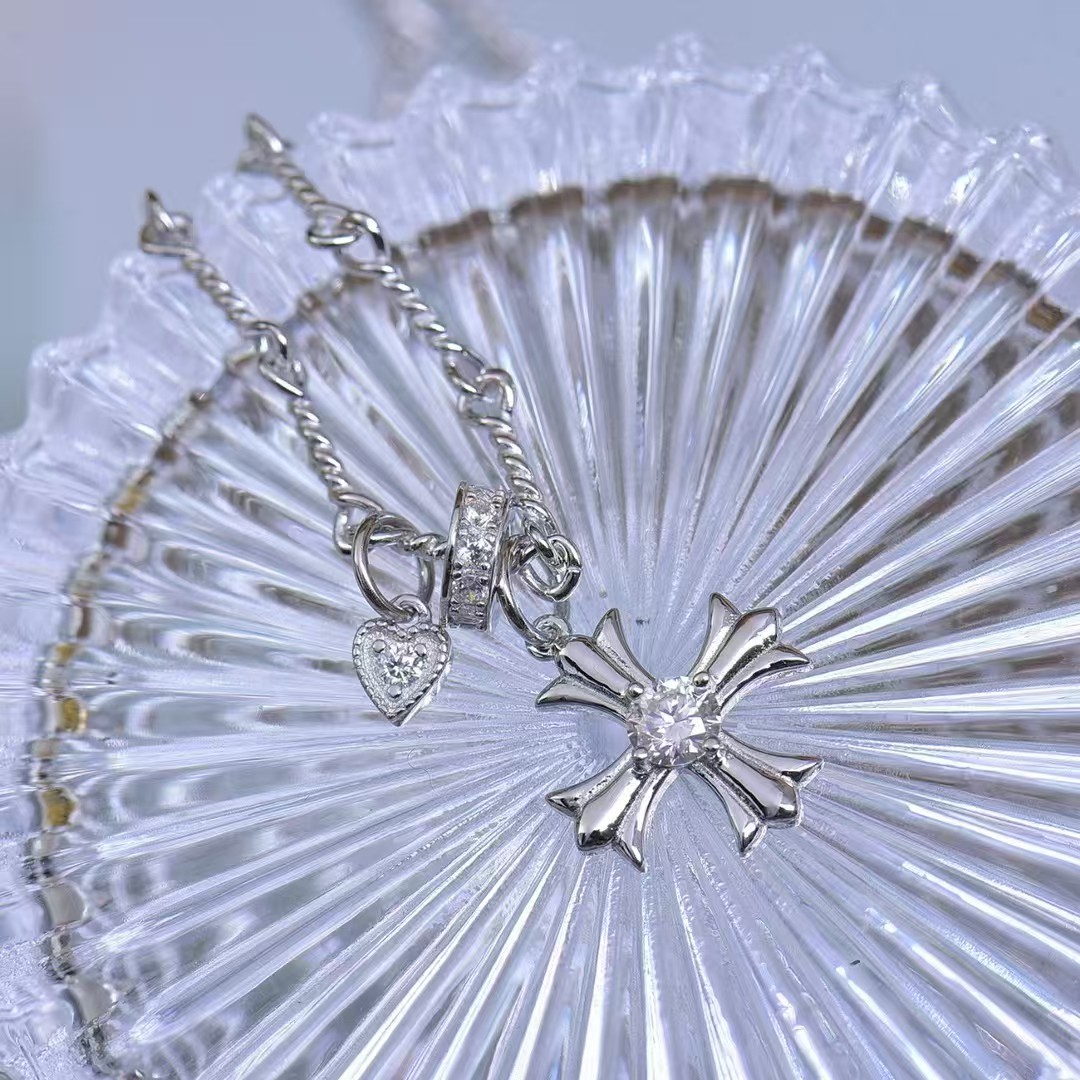 Lucky Cross Moissanite Pendant - Exquisitely Sparkling Lab - Grown Gem Jewelry, Symbol of Good Fortune