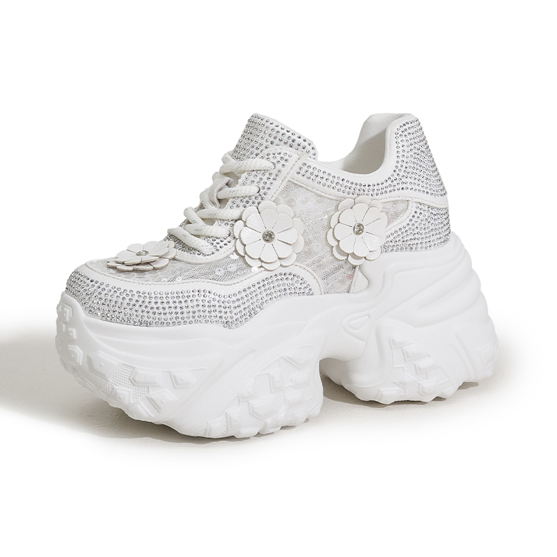 Dad Shoes - Women's Thick-soled High-heel Shoes for Summer 2025 - Best-selling Style with Glitter and Hollow Design - Breathable Mesh Upper - Ver
