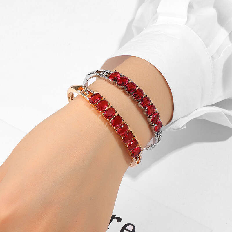 Korean Red High-End Elegant Versatile Ins Style Belt Buckle Bracelet Dia-Studded New Women's
