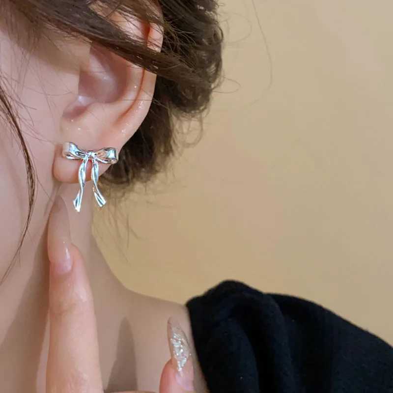 925 Sterling Silver Stud Earrings Elegant Bow Knot Simple Earrings for Girls Fashion Cute Jewelry Piercing Ear Fine Jewelry Women Accessories XJ250718