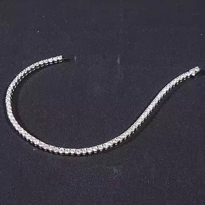 SICGEM INT High Quality 925 Sterling Silver 3Mm 5Mm Hiphop Mounting Vvs Moissanite Diamond Tennis Chain Bracelet Necklace