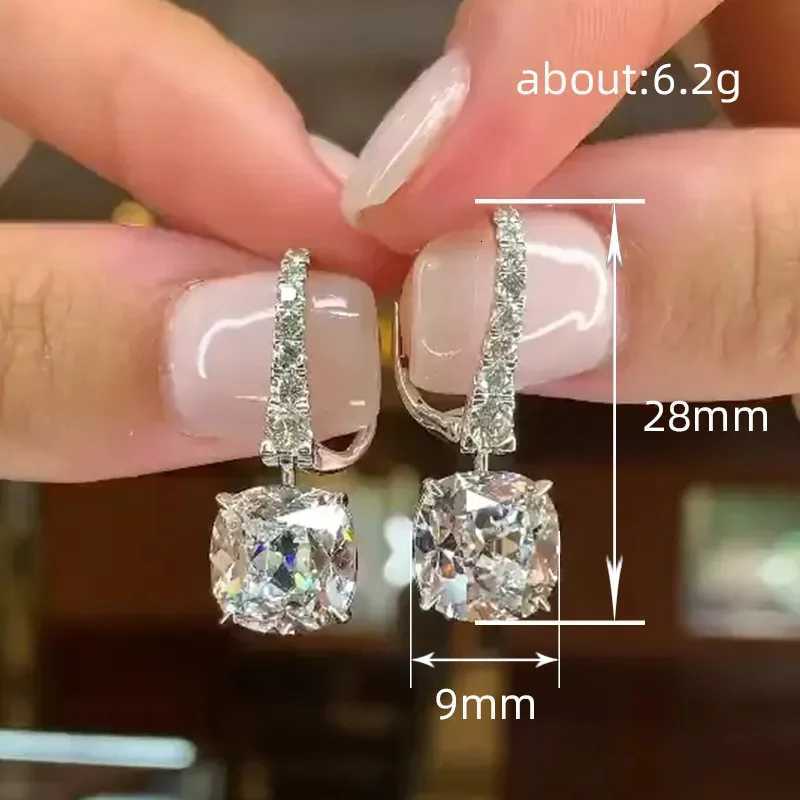 925 Sterling Silver Female Dangle Earrings with Crystal Cubic Zircon Exquisite Womens Ear Accessories XJ250718