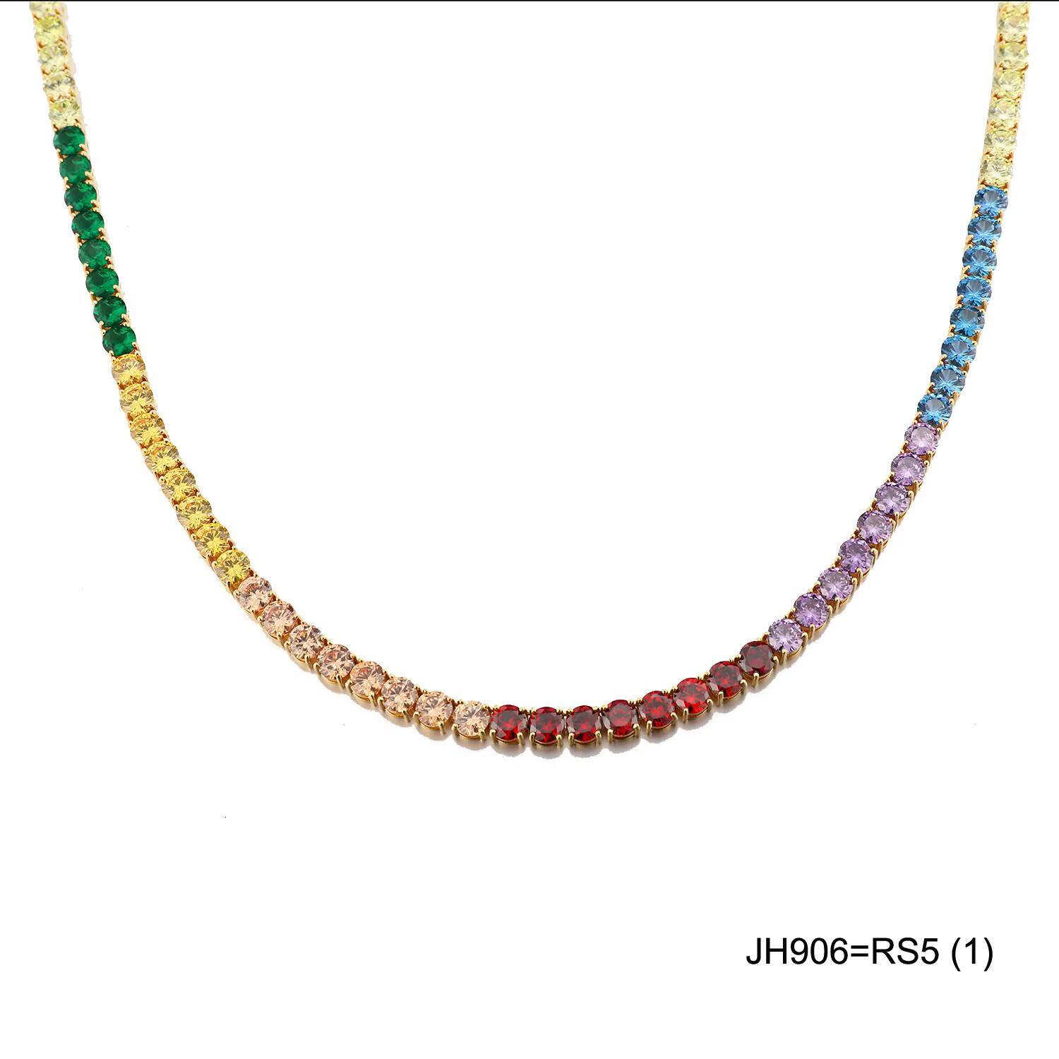 Jasen Classic Brass Silver Tennis Necklace with Cubic Zirconia Moissanite Diamonds Gold Plated Chains for Women and Men