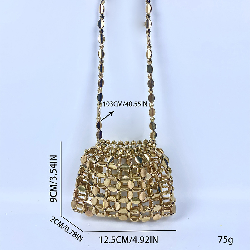 2025 Summer new women's shoulder crossbody bag new shiny retro sequin bag hand woven bead handbag new designer bag new designer luxury bag