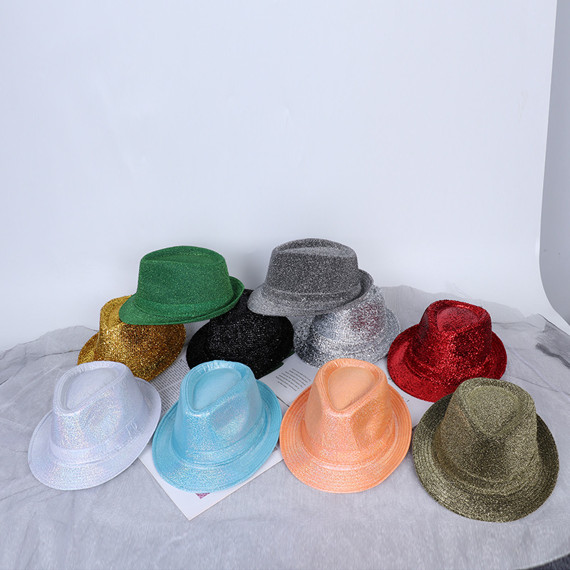 Magic performance hat for adults and children, universal fashion top hat, silver glitter jazz hat, stage magic hat wholesale