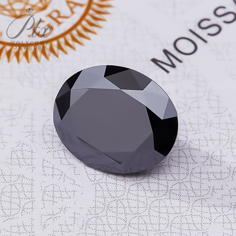 Moissanite Stone Oval Cut Black Color VVS1 Lab Created Pass Diamond Tester Moissanite Gemstone Beads for DIY Jewelry Making with GRA Certificate