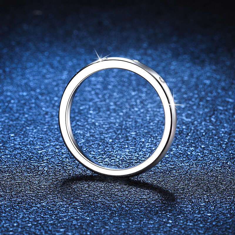 Sterling Silver for Women Plated Three Life Stone Row Elegant Simple Moissanite Ring 50c