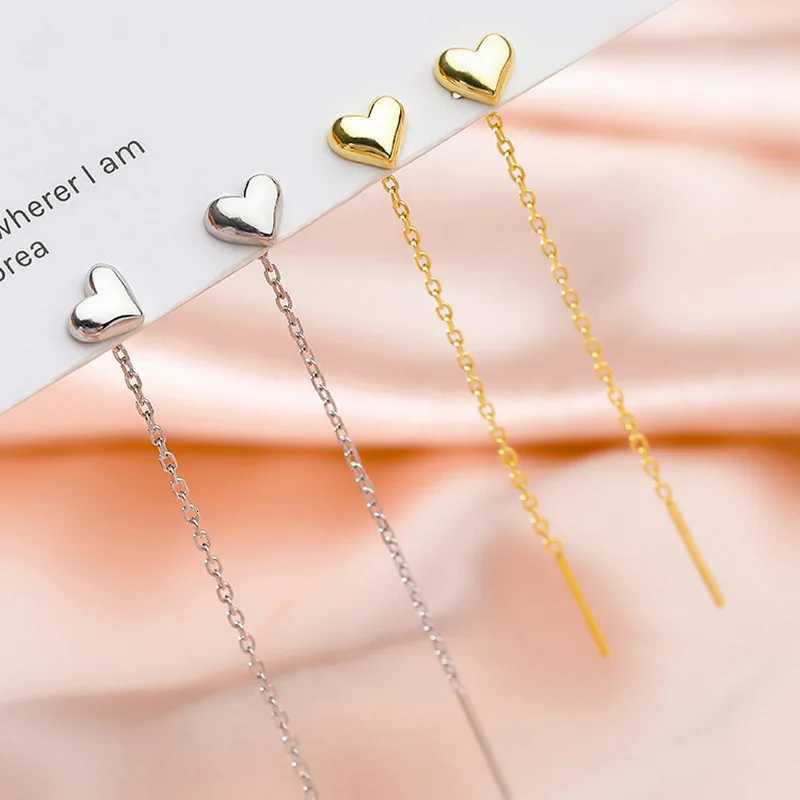 Gold Color Heart Ear Line for Women Temperament Long Tassel Earrings Silver Color Links Girls Korean Fashion Metal Earrings XJ250718