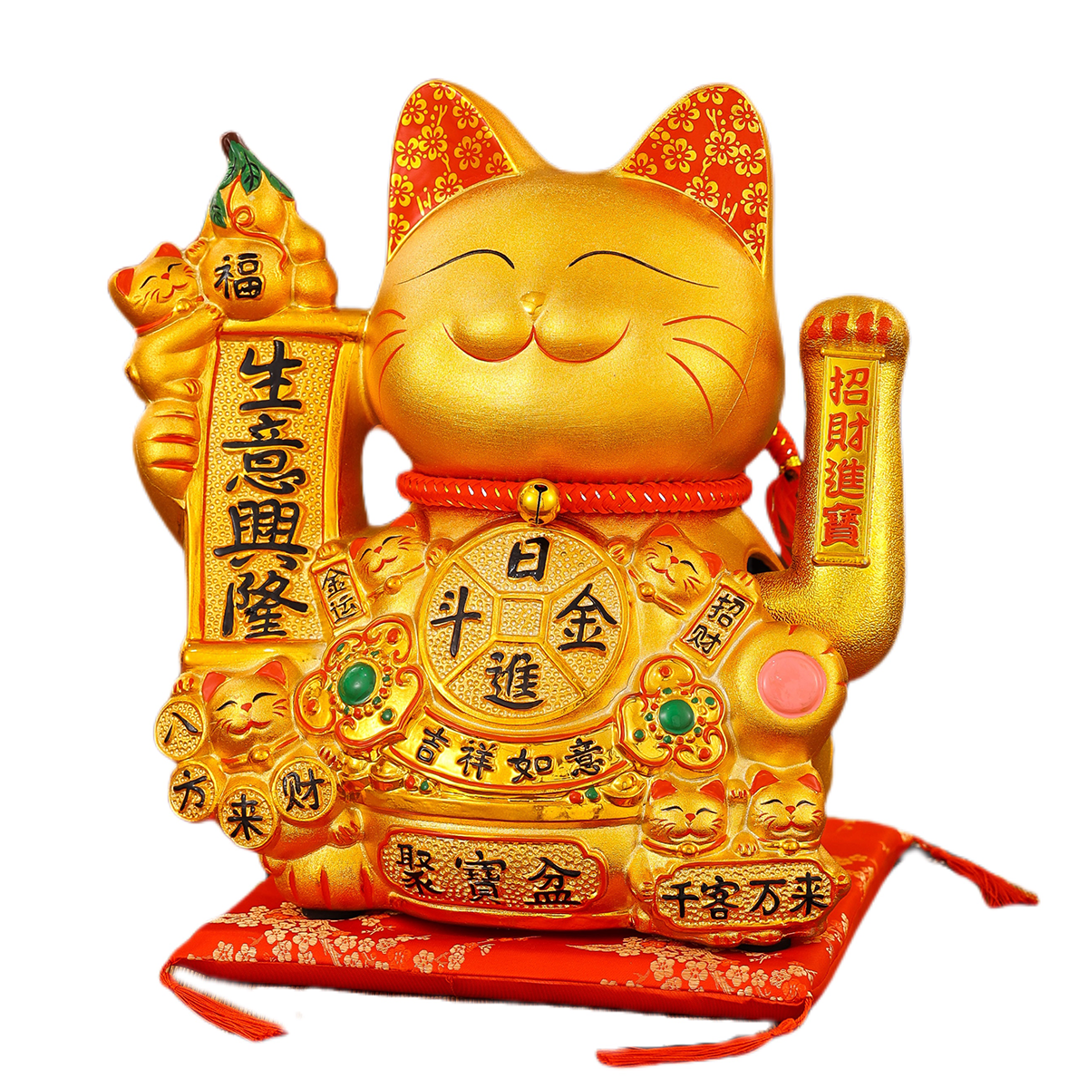 Wealth Symbolism Ceramic Kitten Statue with Mechanical Animation for Interior Decoration Perfect Housewarming Gift