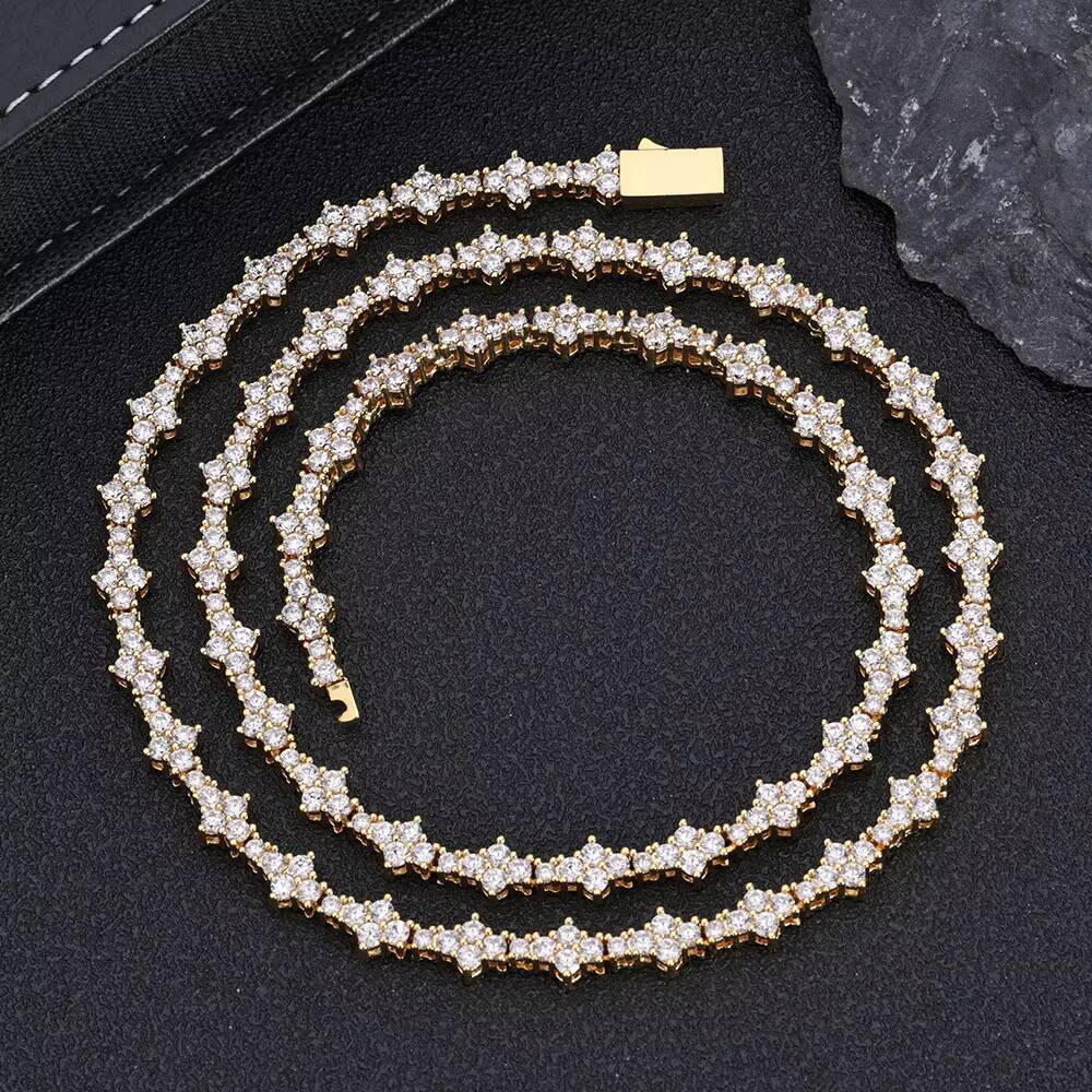 Customizable S925 Silver Tennis Chain Necklace 6.5mm Moissanite Hip Hop Style for Ladies-Europe and United States