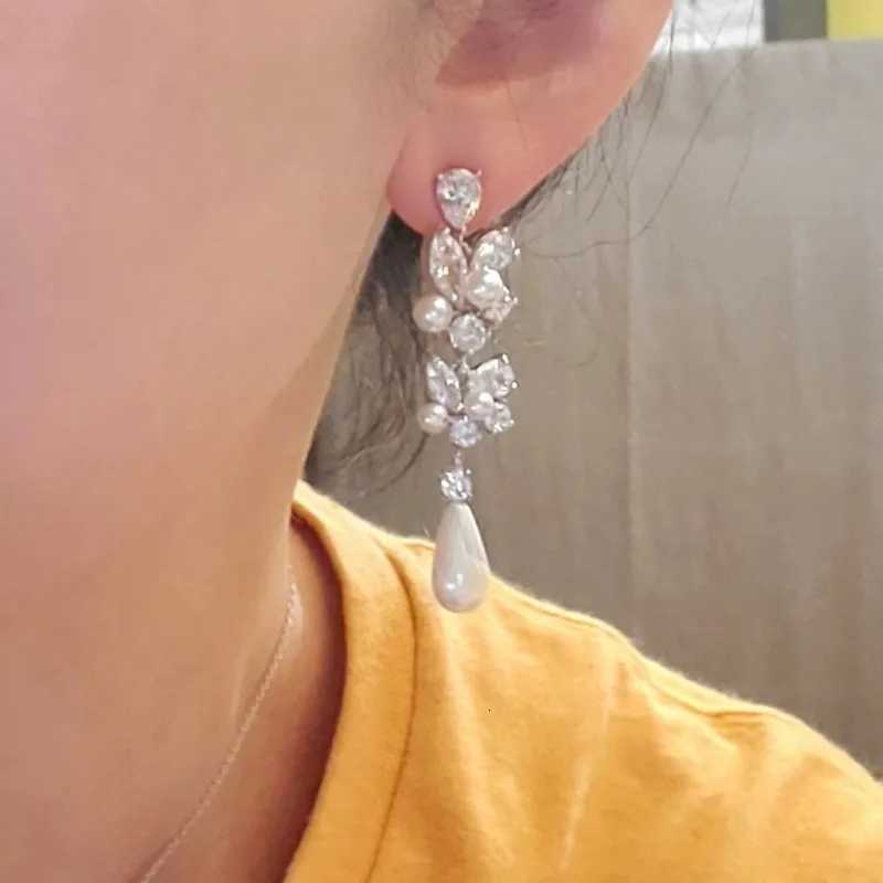 8Aesthetic Bridal Imitation Pearl Dangle Earrings Luxury Trendy Engagement Wedding Ear Accessories for Women Newly Jewelry XJ250718