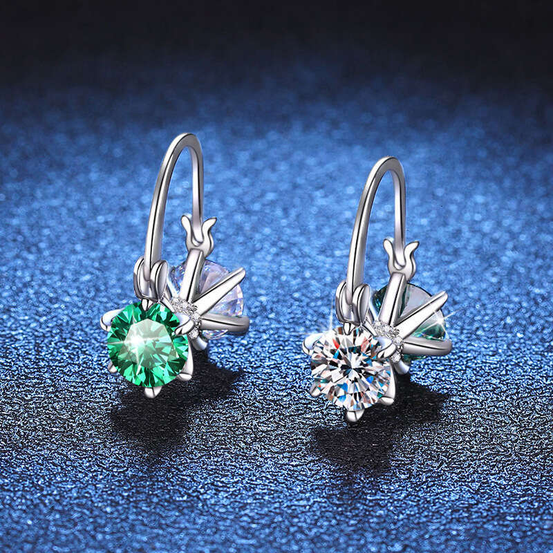 S Pure Sier Colorful Studs Unique Niche Design Moissanite Earrings 614