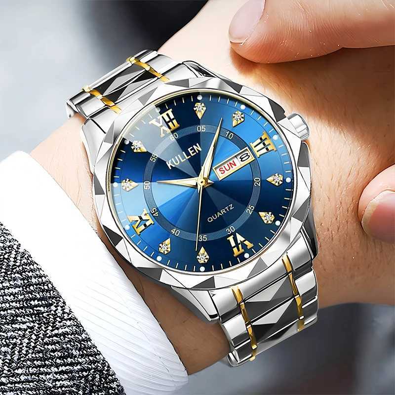 New Luxury Mens Watch Business Roman Numerals Dual Calendar Fashion Student Youth Quartz Watch W250718