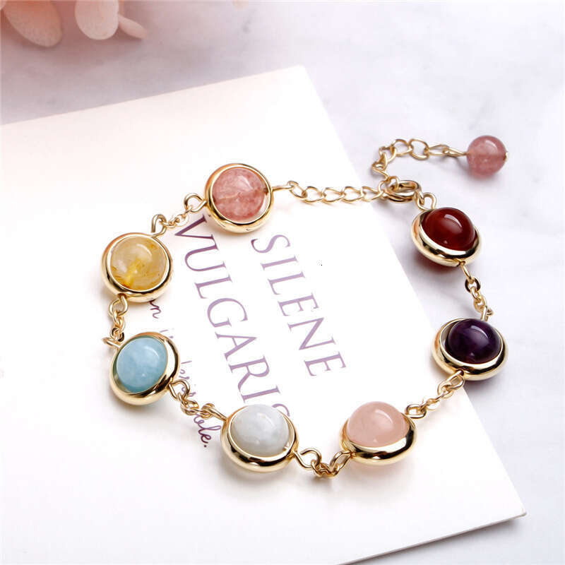 New Designer Jewelry Colorful Strawberry Crystal For Women Lucky Moonstone Qixi Handmade Multi-gemstone Bracelet Gift