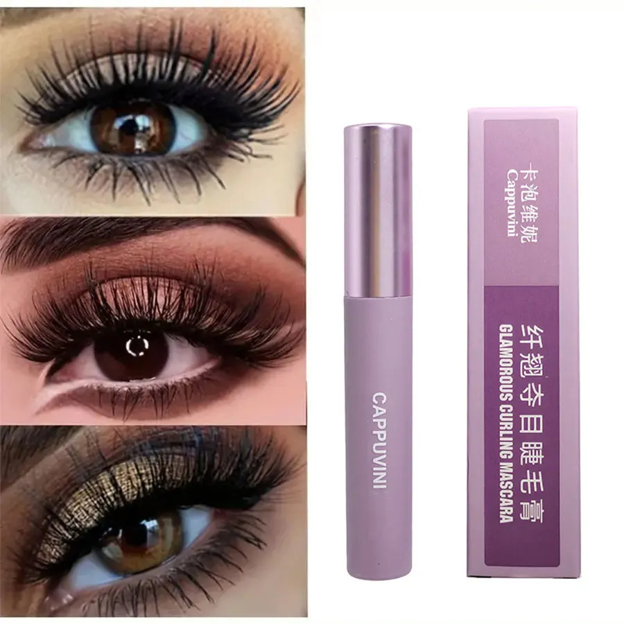 Black Brown Mascara Purple Tube Mascara Waterproof Smudge Proof Dense Curling Slender Long-lasting Eyelash Primer Contains Plant 250717