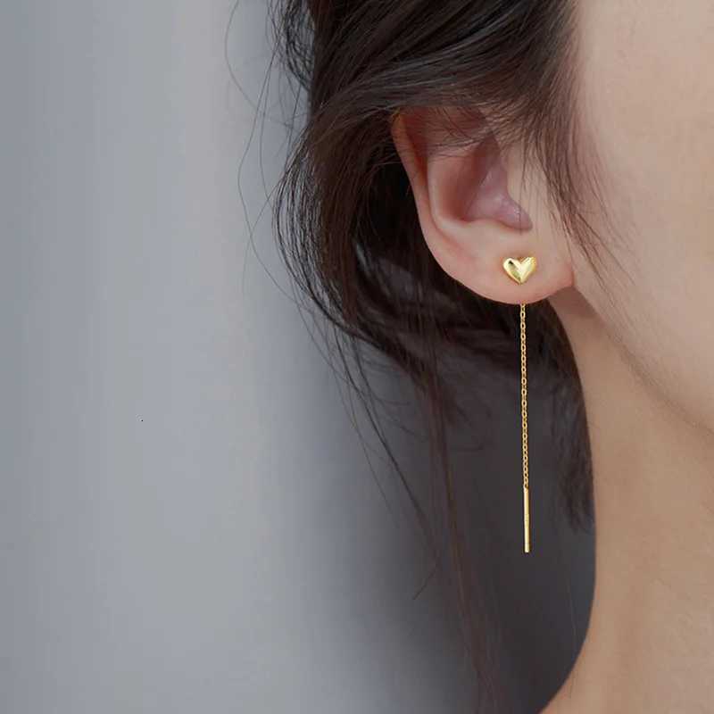 Gold Color Heart Ear Line for Women Temperament Long Tassel Earrings Silver Color Links Girls Korean Fashion Metal Earrings XJ250718