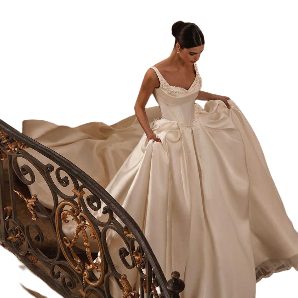 Luxury Ball Gown New Sleeveless Wedding Dress Sweetheart Sequins Appliques Pearls Princess Dresses Bridal Gowns Vestina De Novia Plus Size Customized