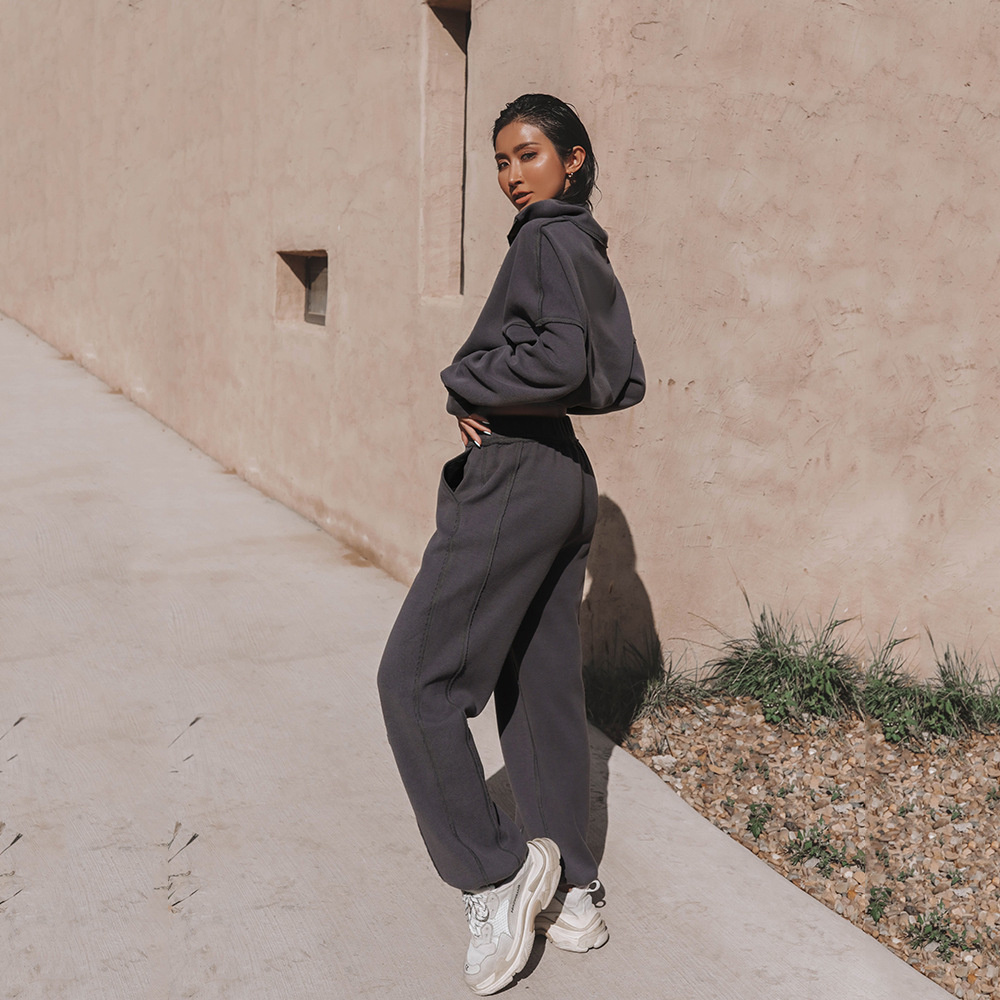 Free shipping designer hoodie for women Fashion long sleeved hoodie long pants minimalist sportswear set for women