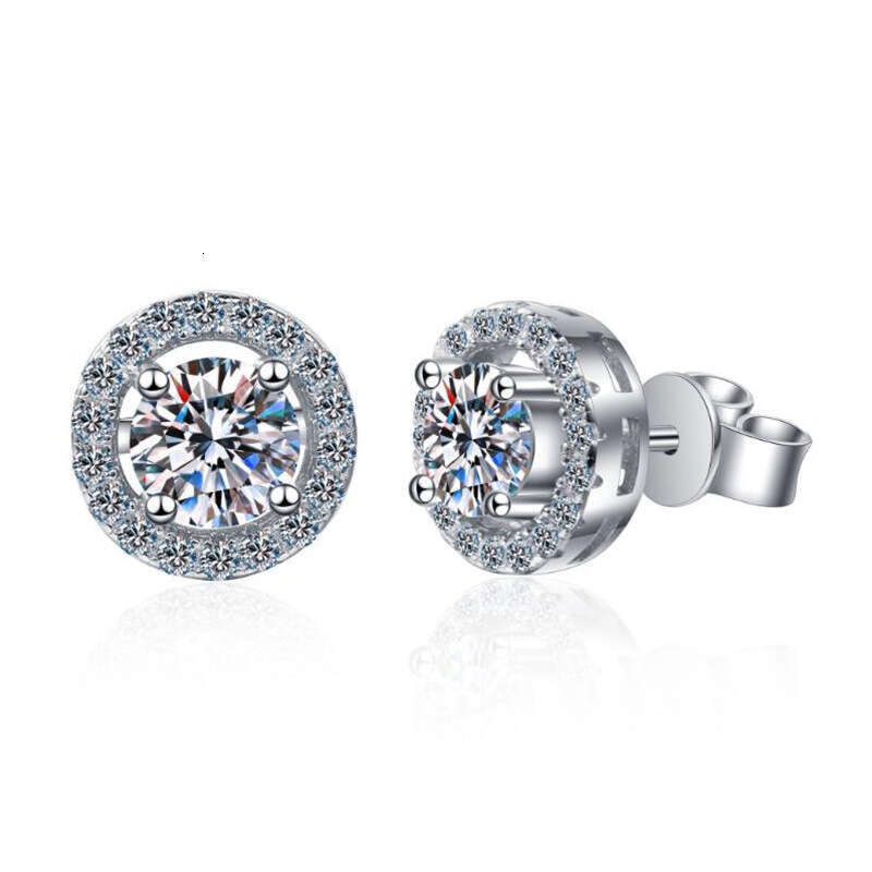 S Sier for Women Classic Simple Round Moissanite Earrings Exquisite Craftsmanship Quality 015