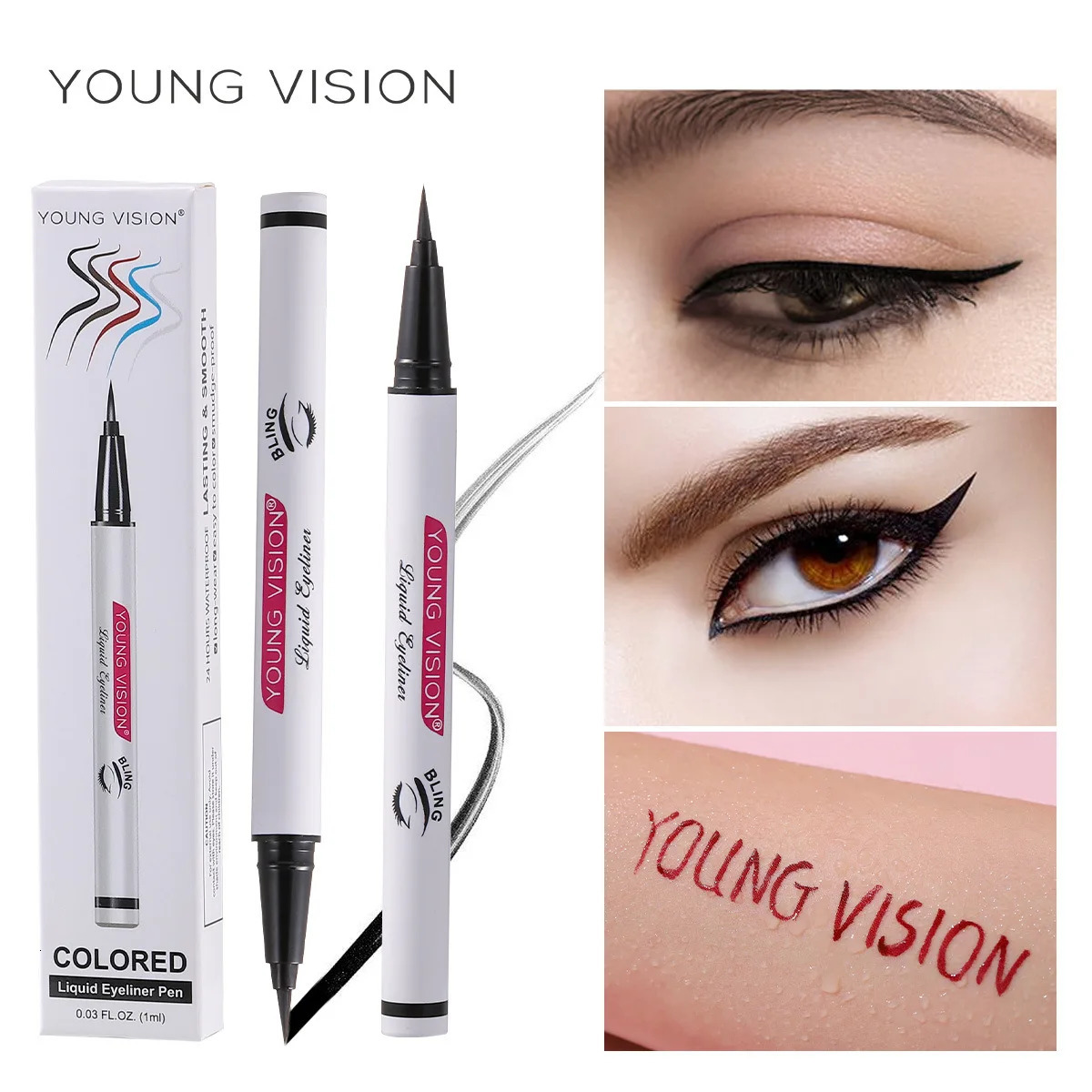 YOUNG VISION 5-color suit waterproof and stain free sponge head eyeliner pen rapid forming eyeliner liquid 250716