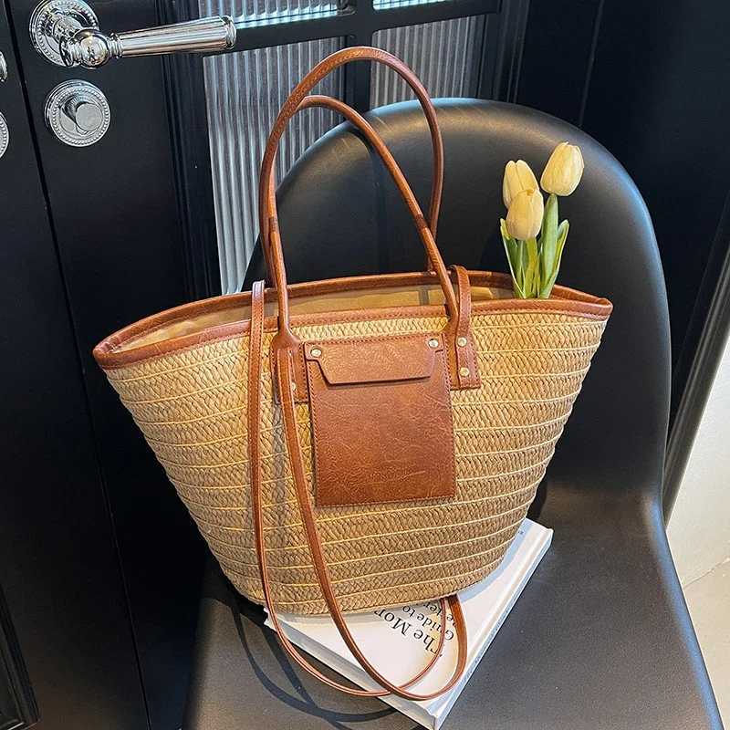 Luxury Designer Str Beach Bag Large Capacity Beach Shoulder Bag For Women Summer Raffia Handbag Shopper Basket Tote Travel Bag Y250719
