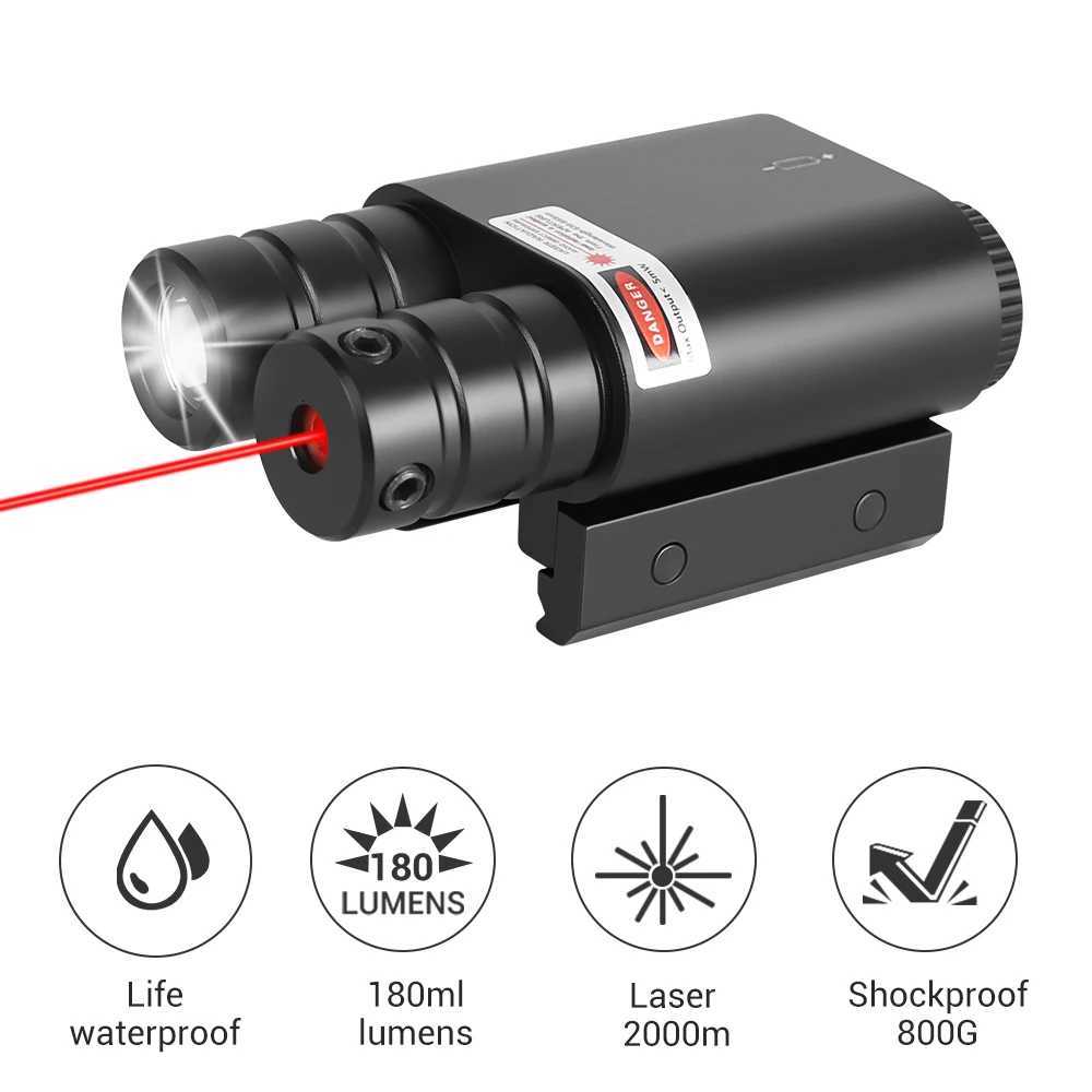 Tactical Laser Light Combo for Rifle Pistol Flashlight Red/Green Dot Laser Sight Weapon Gun Light D Torch Hunting Accessories XJ250718