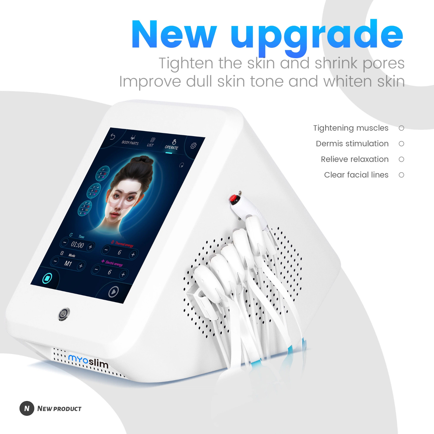EMS RF Anti Aging Face Lifting Machine MYOSLIM Professional Facial Muscle Toning Skin Tightening Increase Muscle Wrinkle Removal Beauty Device