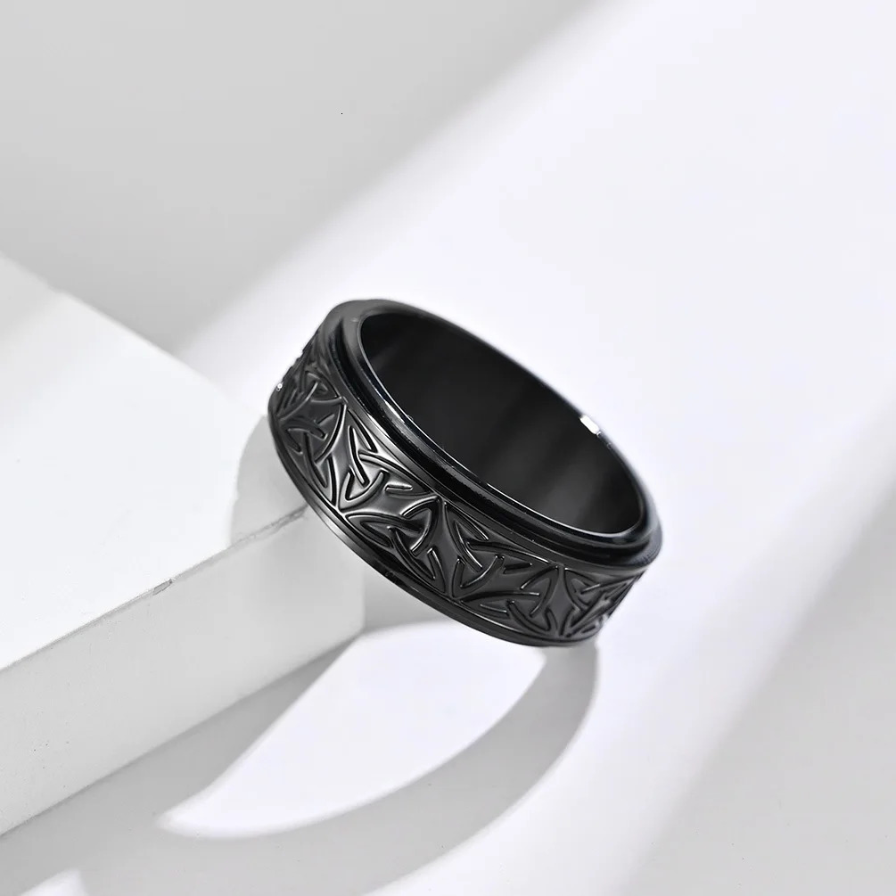 Viking Celtic Knot Rune Rings For Men Rotating Stainless Steel Anti Stress Anxiety Relife Spinning Ring Anillo Antiestres 250716
