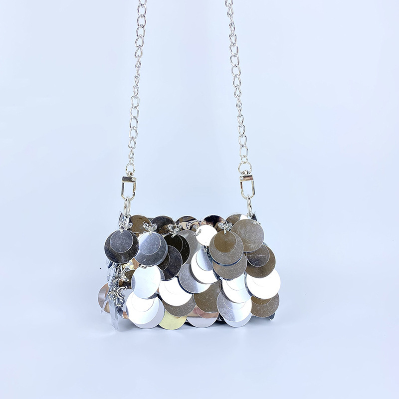 Sequin Mini Bag for Women Fashion Designer Bags Metal Chain One-shoulder Crossbody Dinner Bag
