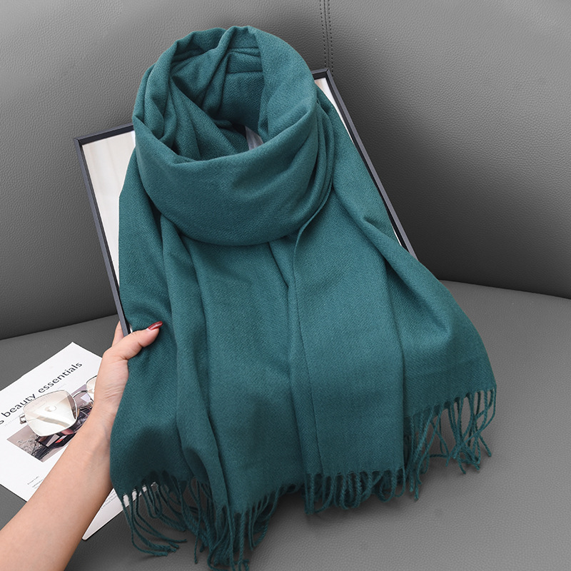 K1403 Scarf winter cashmere autumn and winter thick warm dual-purpose solid color Korean style fashion atmosphere scarf