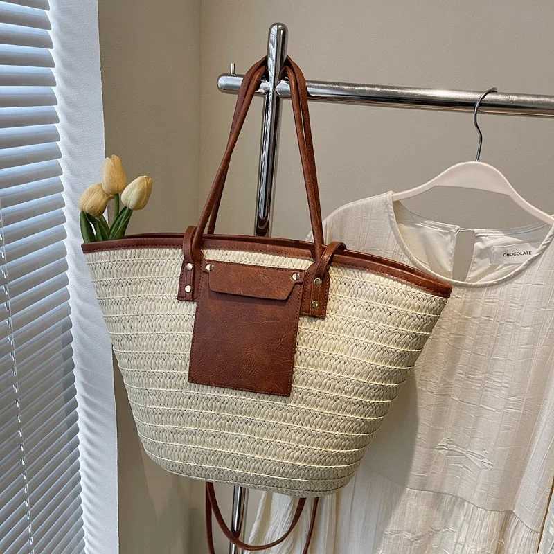 Luxury Designer Str Beach Bag Large Capacity Beach Shoulder Bag For Women Summer Raffia Handbag Shopper Basket Tote Travel Bag Y250719