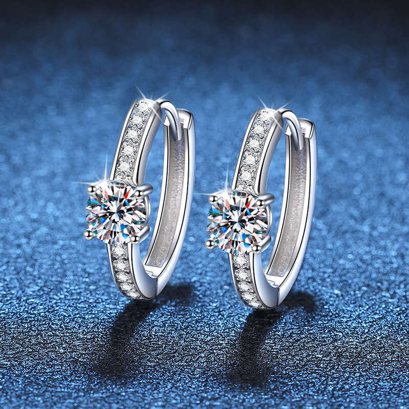 S Pure Sier French Style 50 Points High-end One Carat D Color Moissanite Stud Earrings e4b