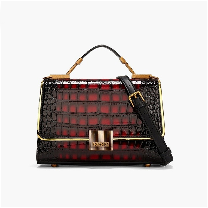 Lanjia COCIO Designer Shoulder Bags Crocodile Pattern Handbag Womens High End Vintage Genuine Leather Fashion Single Crossbody Bag D A