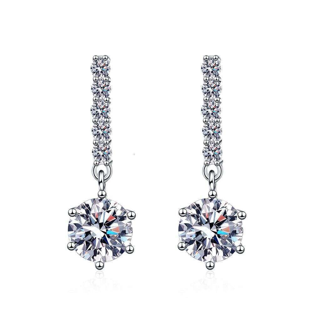 S Pure Sier 2023 New Style for Women Classic Tassel Six-Prong One Carat Moissanite Earrings 817